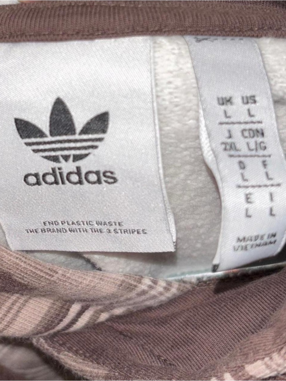 Like new Adidas brown plaid hoodie - Picture 2 of 2
